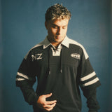 Long Sleeve Rugby Polo - "Aotearoa" Black/Grey - Effn Clothing